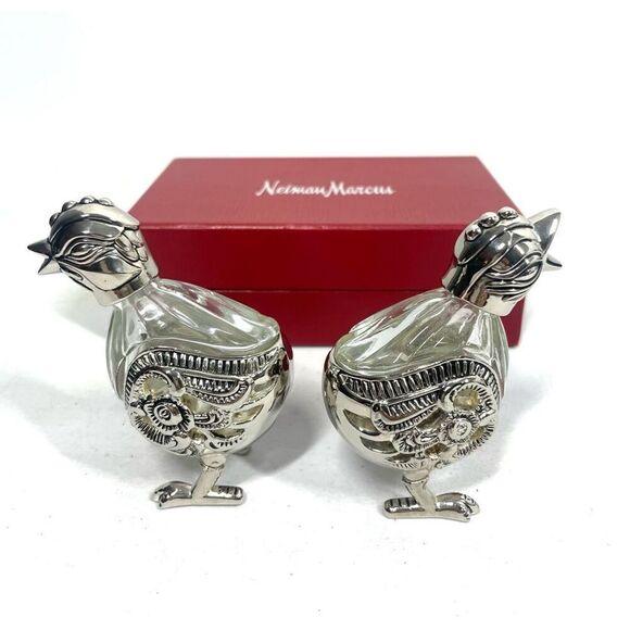 Vintage Godinger Silver Crystal Salt & Pepper Shakers Chicks Neiman Marcus Rare - Picture 3 of 8